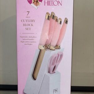 Paris Hilton Pink & Gold 7-Piece Knife Block Set
